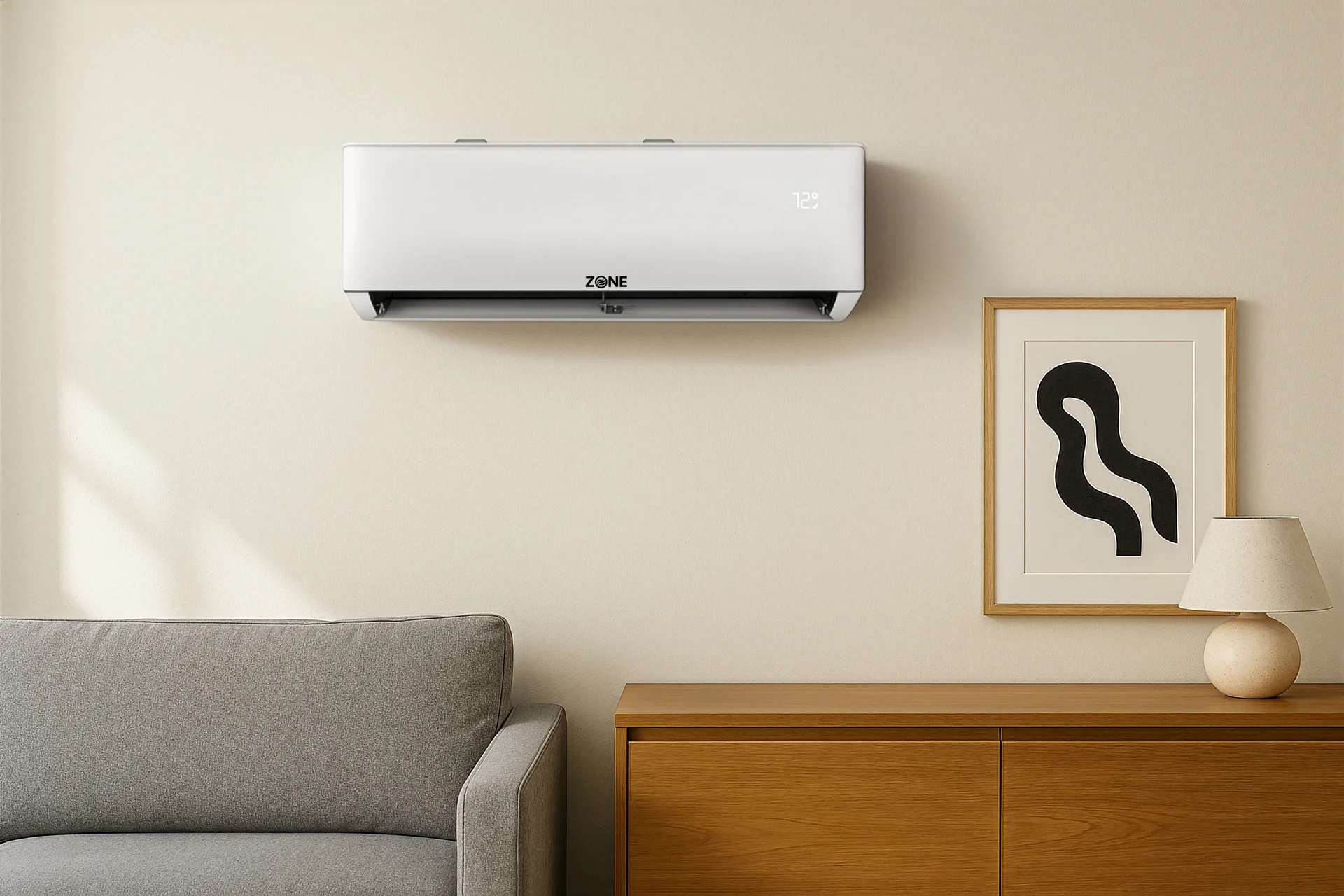 Zone Air mini split installed in modern living room
