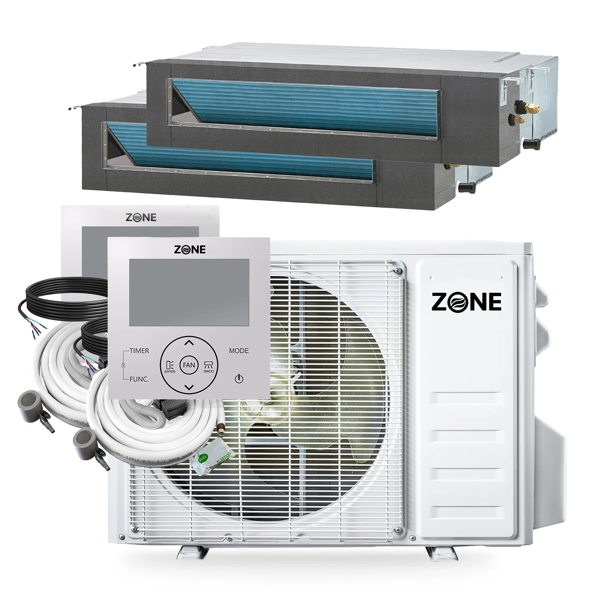 Zone® Thin-Air DUAL ZONE 22,000 BTU (11K+11K) 19 SEER2 230V Concealed Ducted System
