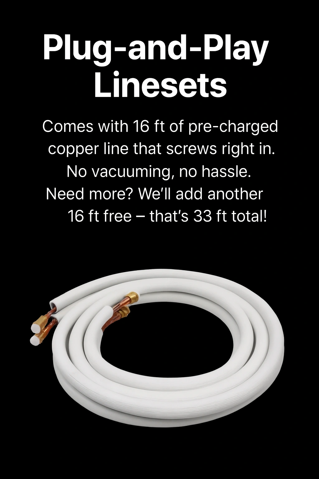 Pre-charged plug-and-play lineset for DIY mini split installation