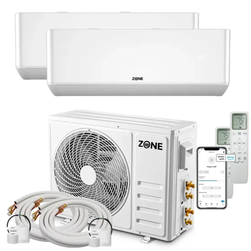 DUAL Zone 12K + 12K DIY Ductless Mini Split - 24k BTU